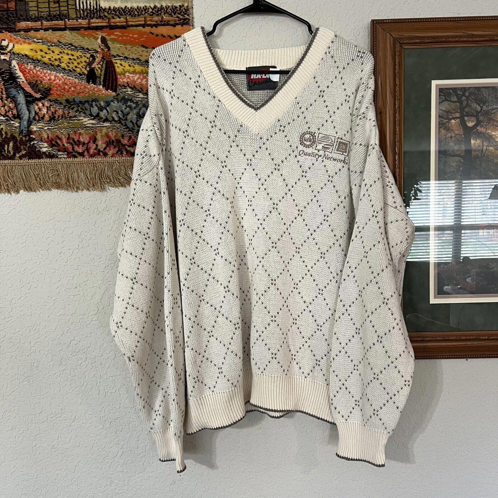 Vintage 70s/80s Rare Union Made General Motors V-Neck Knit Sweater Size 2xl